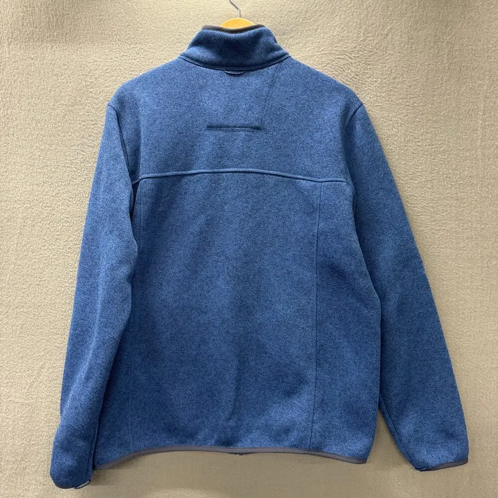 Eddie Bauer Jacket Mens Large‎ Blue Sweater Fleece 1/4 Snap Pullover Classic